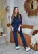 Женский Велюровый Костюм с Кантом Двойка - 901 Синий XL