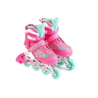 Роликовые коньки с защитой "Best Roller". Размер 35 - 38, светящиеся PU колёса. Pink (141145)