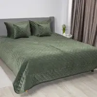 Покривало євро ТЕП Velour Ромб круглий 4-00518_33938 240х260 см темно-зелене