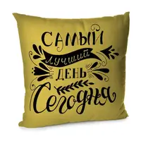 Подушка диванная с бархата Самый лучший день сегодня 45x45 см 45BP_17L003