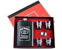 Подарунковий набір 6в1 Jack Daniels чорний Фляга, 4 чарки, лійка 256 мл Гранд Презент TZ-28