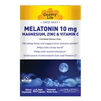 Натуральная добавка Country Life Melatonin 10 mg Magnesium, Zinc &amp; Vitamin C, 60 вегакапсул