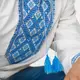 Вышиванка Moderika Марк белая с синим орнаментом 44