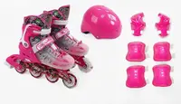 Комплект роликов с защитой 37-76 L Best Roller колеса PU светящиеся. Pink (размер 39-43) (169996)