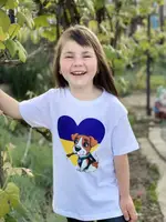 Дитяча патріотична футболка з принтом Пес Патрона біла,Дитські футболки з патріотичним малюнком бавовна
