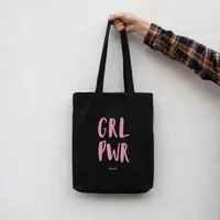 Экосумка "GRL PWR", Черный, английский