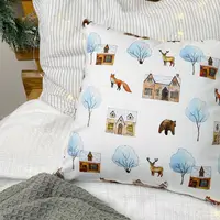 Подушка диванная с бархата Домики 45x45 см (45BP_23NY001)