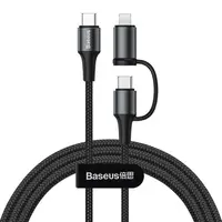 Кабель Baseus Twins 2 in 1 Type-C to Type-C 60W+iP 1m, Black (CATLYW-01)