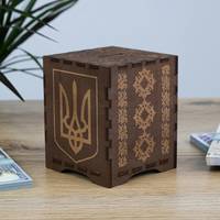 Копилка 100 дней Карта Украины + Тризуб (Герб) темная 12*10*10 см 32 Гранд Презент 32