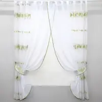 Кухонные шторки (300х170см.), на карниз 1,5м. Цвет белый с салатовым. Код 083к 52-0544