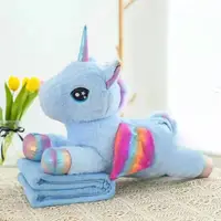 Игрушка-плед детская 3в1 микрофибра цвет голубой