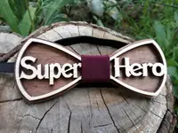 Деревянная бабочка HatynkaUA Super Hero ручной работы Бордовая
