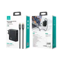 Адаптер мережевий USAMS US-UM Fast Charger Kit GaN Type-C To Type-C Cable 240W PD3.1 T52 US-CC168  |1USB/2Type-C, 140W/5A, PD/QC|