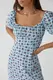 Длинное цветочное платье с оборкой hot fashion – бирюзовый цвет, M (есть размеры)
