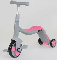 Самокат детский 3в1 самокат+велобег+велосипед Best Scooter с PU колёсами + свет и 8 мелодий. Grey and Pink (90793)