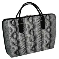 Сумка тканевая Саквояж Серая вязка 36х26 см (SW_15N153_BL)