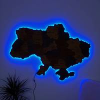 Карта України настінна 3D об'ємна англійською з синьою підсвіткою (220В) в коробці 143*100 см Гранд Презент 17ССАнгл