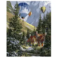 Картина по номерам Strateg ПРЕМИУМ Воздушные шары посреди леса с лаком размером 40х50 см VA-0469