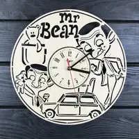 Бесшумные оригинальные настенные часы из дерева «Мистер Бин»