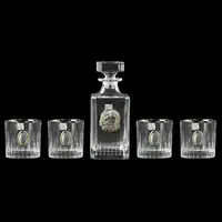 Сет для віскі Boss Crystal «Козак» графин з козаком, 4 склянки з платиною, накладки срібло і золото