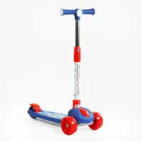 Самокат трехколесный Skyper колеса PU 125 х 40 мм со светом, музыка, руль складной. Blue and Red (144380)