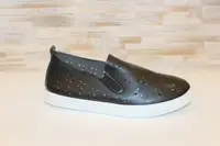 Слипоны женские черные с перфорацией Т1060 38