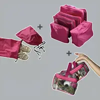 Набор органайзеров для одежды и косметики в чемодан (розовый)