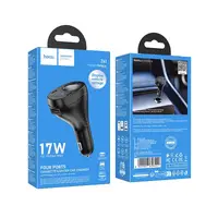 Адаптер автомобильный HOCO Correct three-port cigarette lighter car charger Z61 |2Type-C/1USB/1DC, 17W|