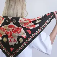 Платок шелковый Армани с принтом  Квіткові птахи 68х68 см (HUST_25M030)
