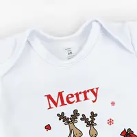 Боді-човник для немовлят з довгим рукавом Christmas reindeer двонитка з начісом