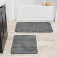 Коврики для ванной комнаты микровелюр полоска Homytex 2 пр. Grey