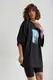 Костюм с футболкой oversize и велосипедками - черный цвет, L
