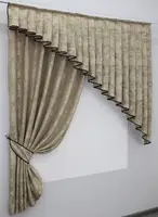 Кухонний комплект (150х170см.) шторка з ламбрекеном. Колір бежевий. Код 039к 50-883