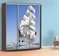 Наклейка для шкафа корабль защитная самоклейка море 240 х 100 см с защитной ламинацией