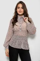 Блуза женская с принтом шифоновая, цвет серо-розовый, 230R1502