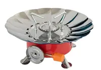 Плита туристическая газовая MASTERTOOL, с пьезоподжигом, с защитой от ветра. Silver and Red (44-5104)
