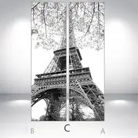 Наклейки на холодильник, Eiffel Башта, 200х60 см - Лицьова + Права (C), з ламінуванням