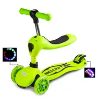 Самокат-трансформер 2in1 Scale Sports. Green (все колеса светятся)