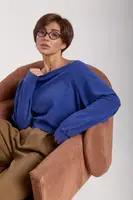 Свободная кофточка в комплекте с майкой – синий цвет, ONE SIZE (есть размеры)