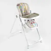 Стульчик для кормления "Joy" мягкий чехол ПВХ, 4 колеса, съемный столик, корзинка. White (145027)