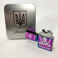 Дуговая электроимпульсная зажигалка USB Украина (металлическая коробка) HL-449. Цвет: хамелеон