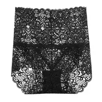 Трусики з мереживом з високою посадкою Fashion 5002 XXXL розмір Чорні