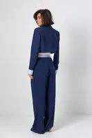 Брючный костюм с коротким жакетом – синий цвет, XL (есть размеры)