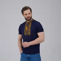 Чоловіча футболка з вишивкою Тризуб на синьому M