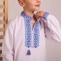 Вишиванка Moderika Назар біла з синьою вишивкою 128