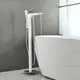 Напольный смеситель для ванны кран лейка WanFan кран холодная и горячая вода Белый-хром