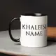 Кружка GoT "Khaleesi" именная, Черный, английский, Деревянная подарочная коробка с гравировкой, 330 мл