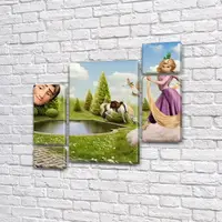 Картина модульна Рапунсель на ПВХ тканини, 85x85 см, (40x20-2/18х20-2/65x40)