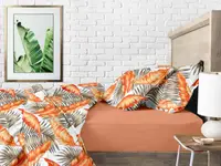 Сімейна постільна білизна з простирадлом на резинці ORANGE PALMS CS1