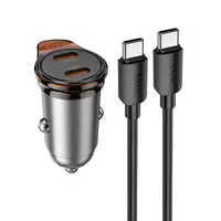 Адаптер автомобильный HOCO Rigorous port car charger NZ16B (Type-C to Type-C set) |2Type-C, 45W/3A, PD25W/QC|